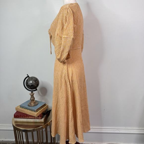 NWT Rhode Ginny Tie Front Gingham Midi Dress US 8 Retro Smocked Flattering - Picture 8 of 15